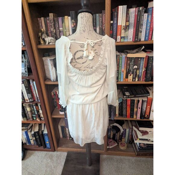 New Hale Bob Women's Size XS White Ivory Open Back Signature Mini Dress Silk - Picture 2 of 12